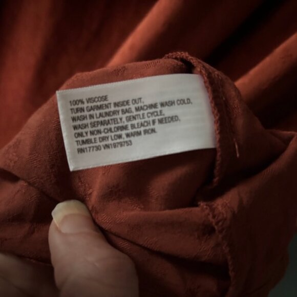 Knox Rose Womens L Brown Peasant Blouse V Neck Tassel Long Sleeve Boho Raglan. - Picture 8 of 8